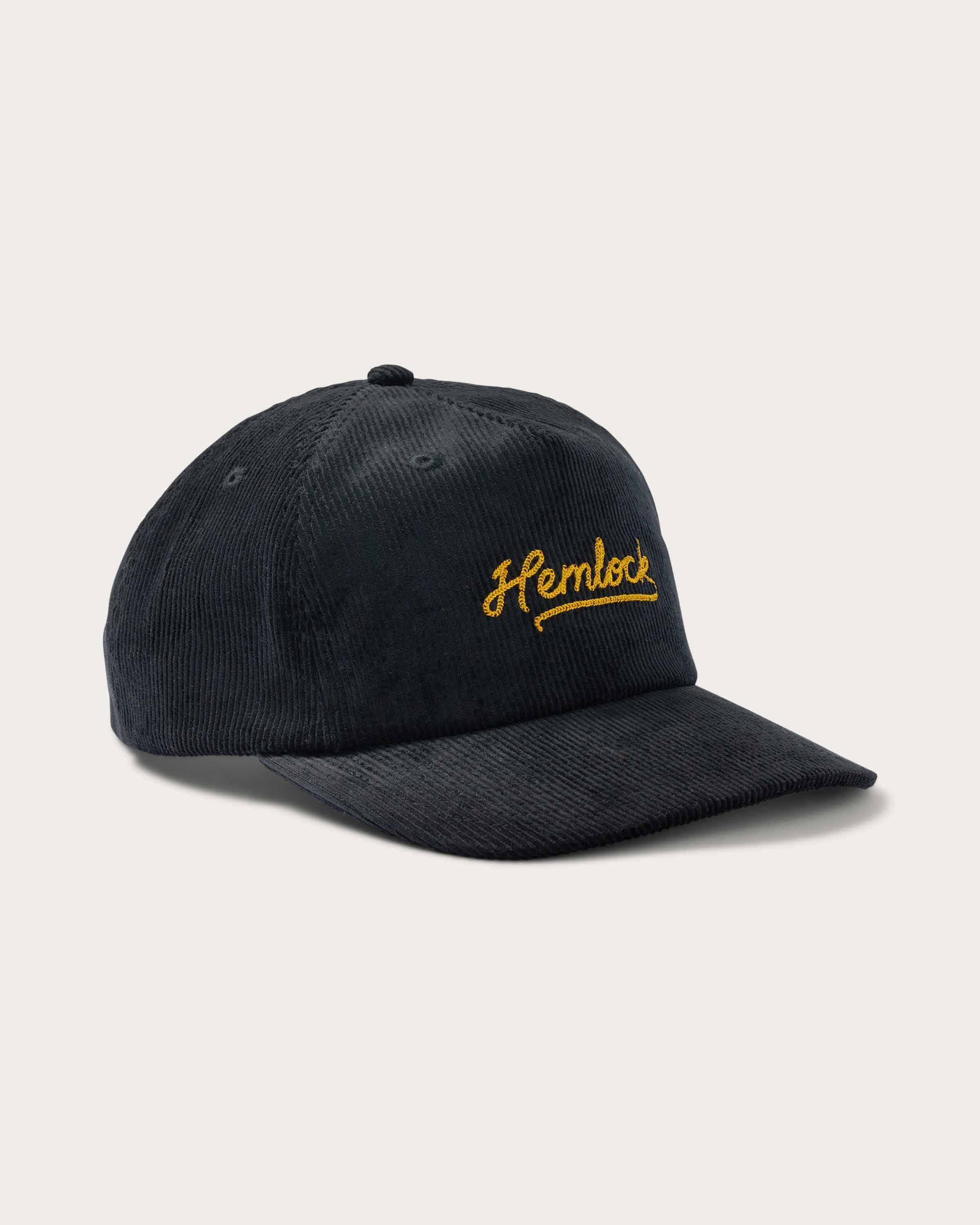 Hemlock Wesley Corduroy Baseball Hat in Black side view