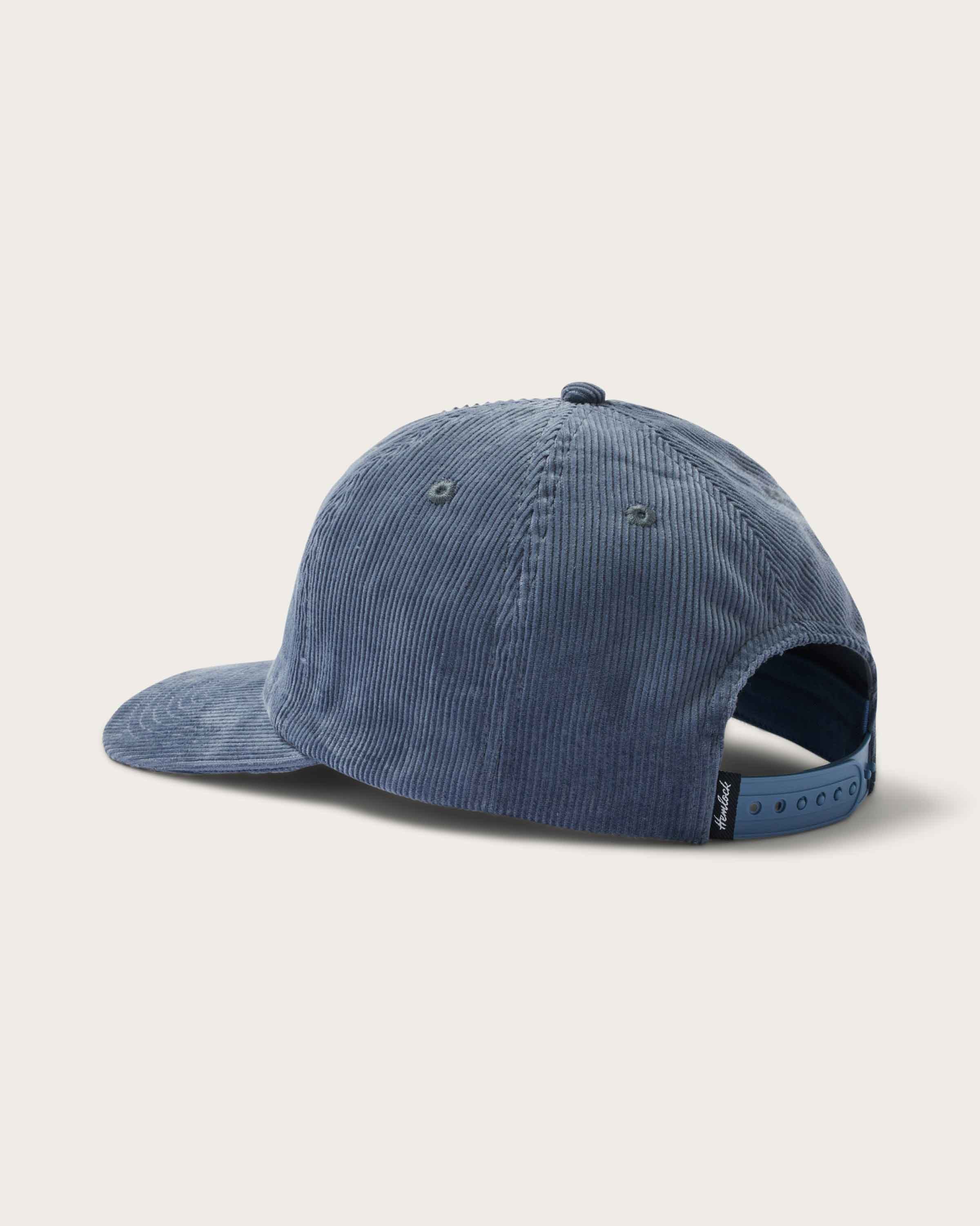 Hemlock Wesley Corduroy Baseball Hat in Dusty Blue back view