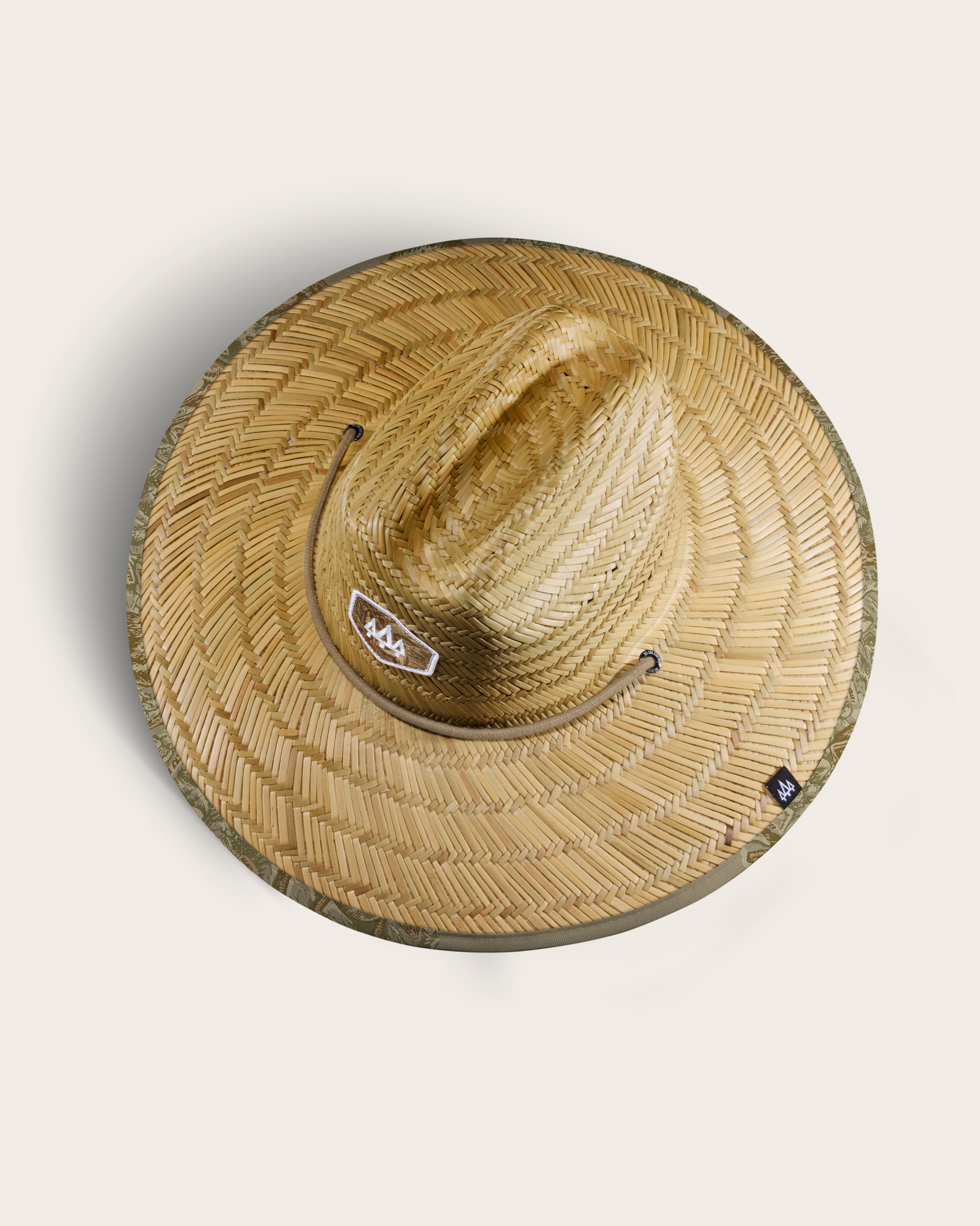 Hemlock Wildwood straw lifeguard hat with wildlife pattern top of hat