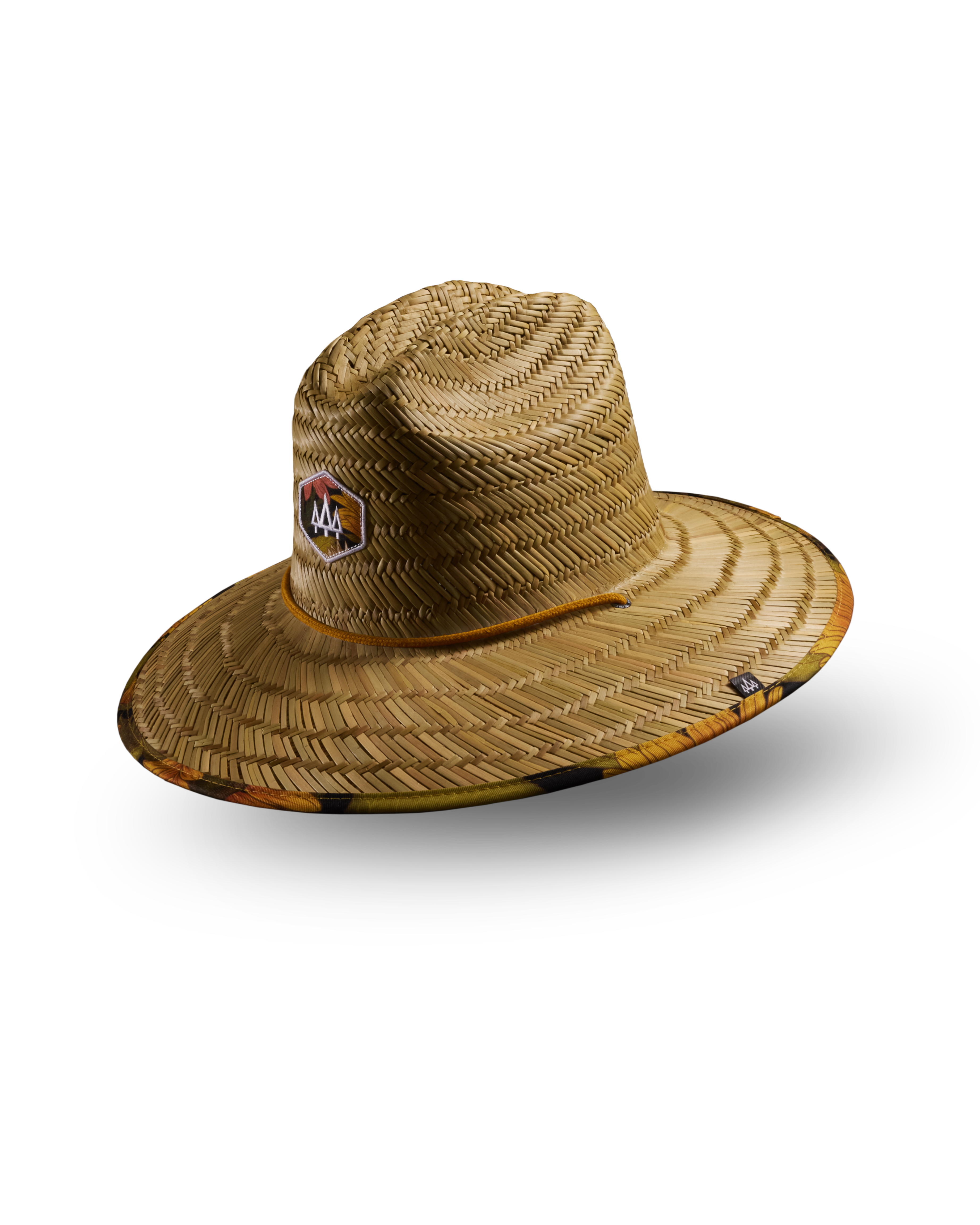 Hemlock Woodstock straw lifeguard hat with sunflower pattern with patch
