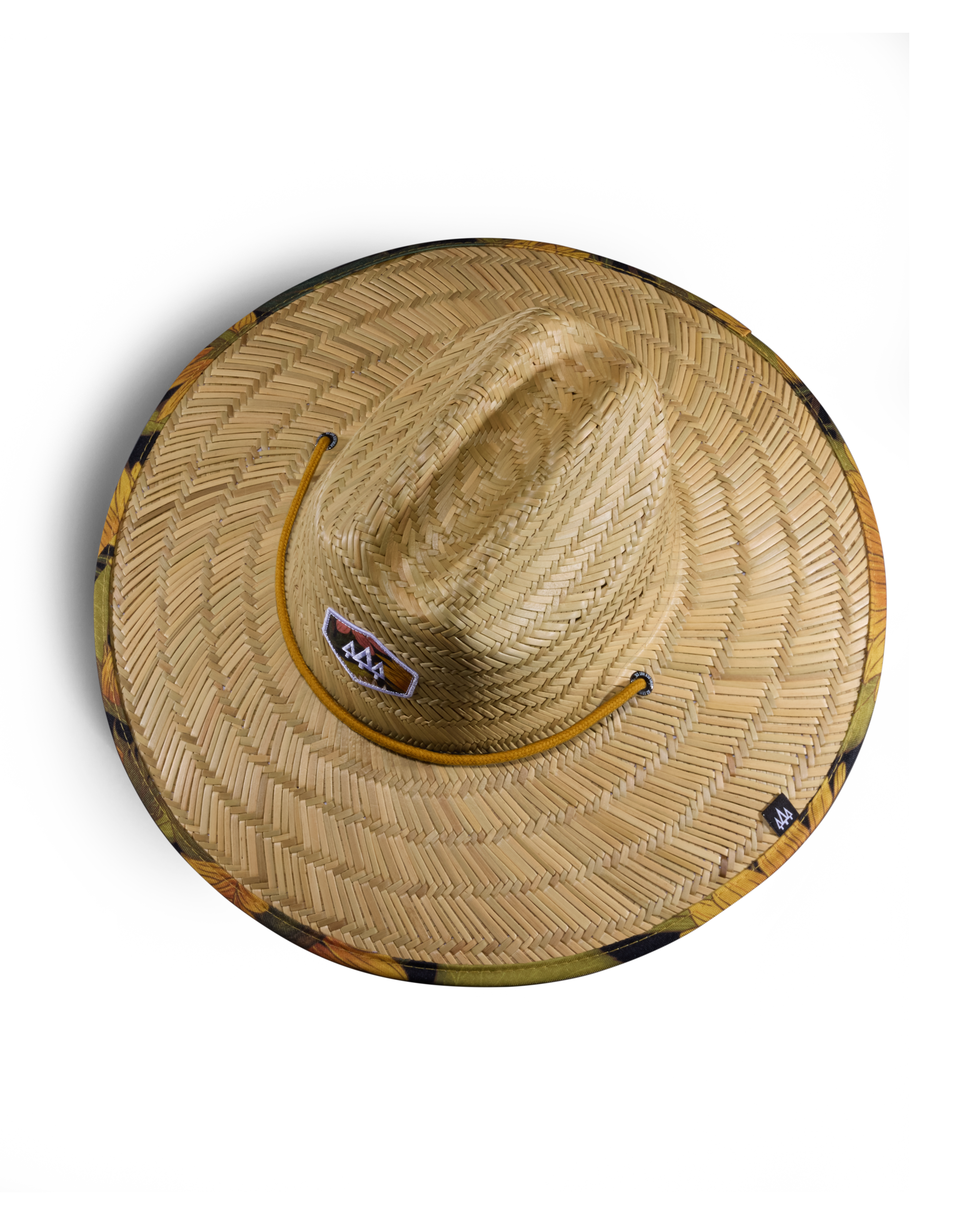 Hemlock Woodstock straw lifeguard hat with sunflower pattern top of hat