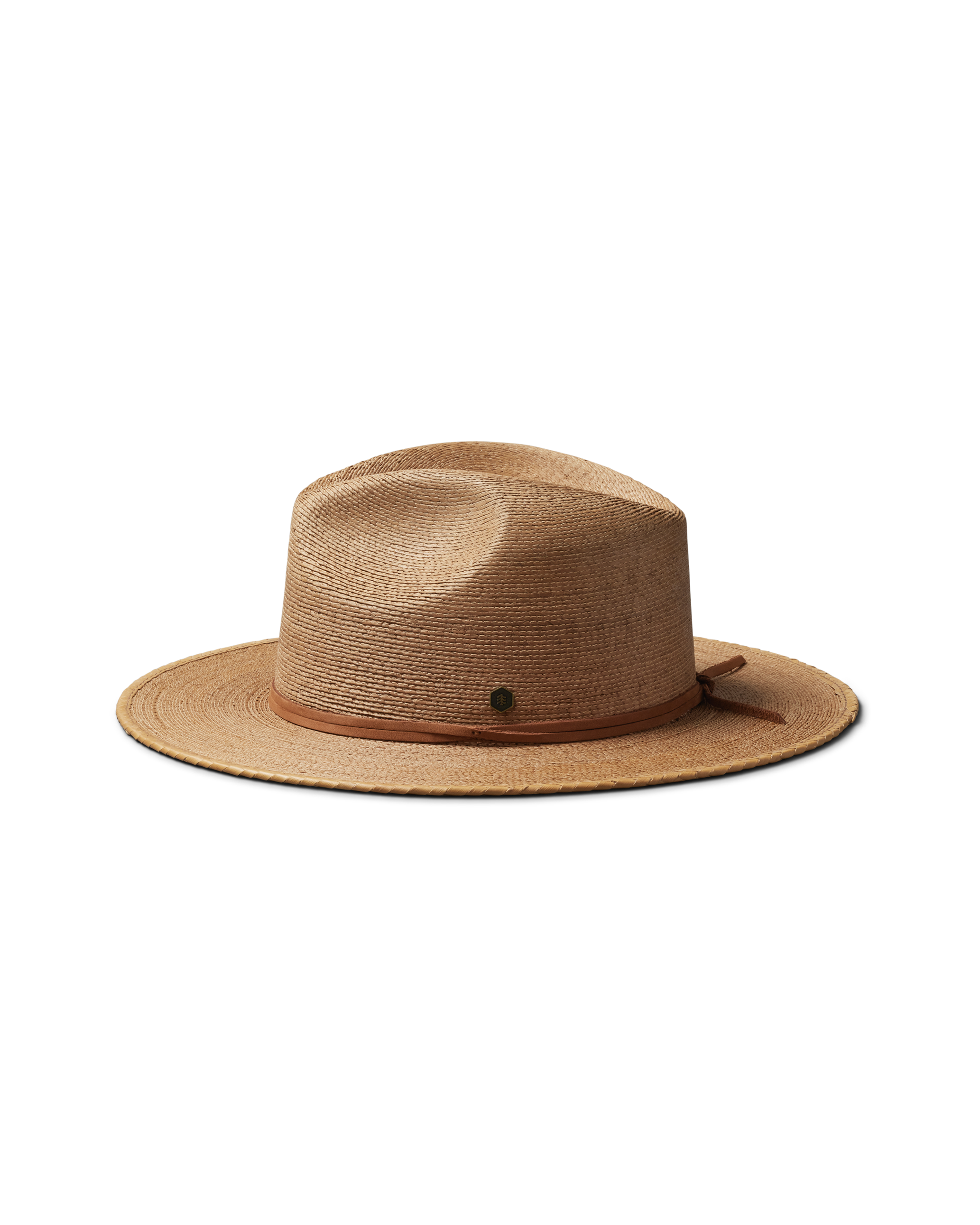 Hemlock Botero Straw Fedora in Saddle side view