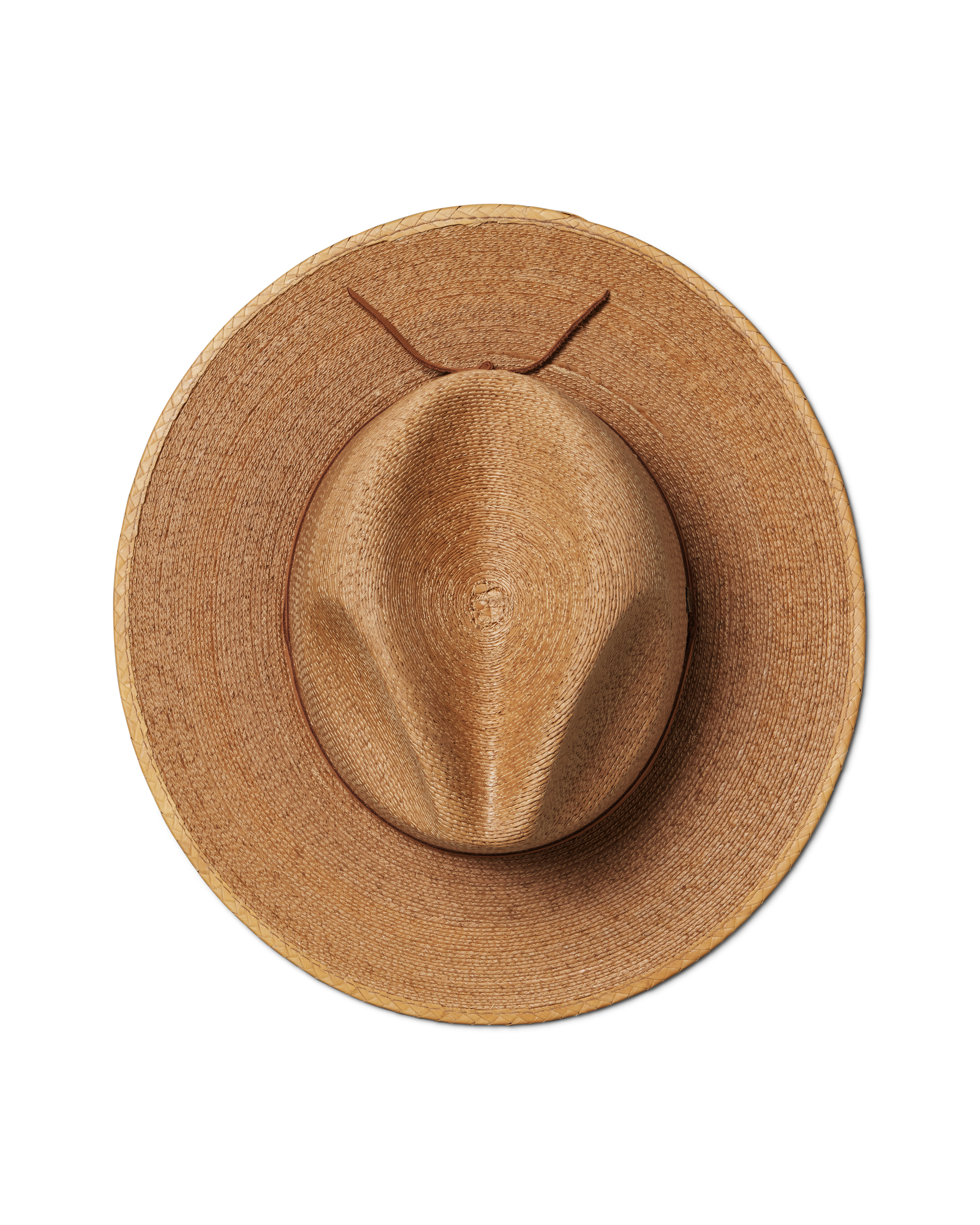Hemlock Botero Straw Fedora in Saddle top view
