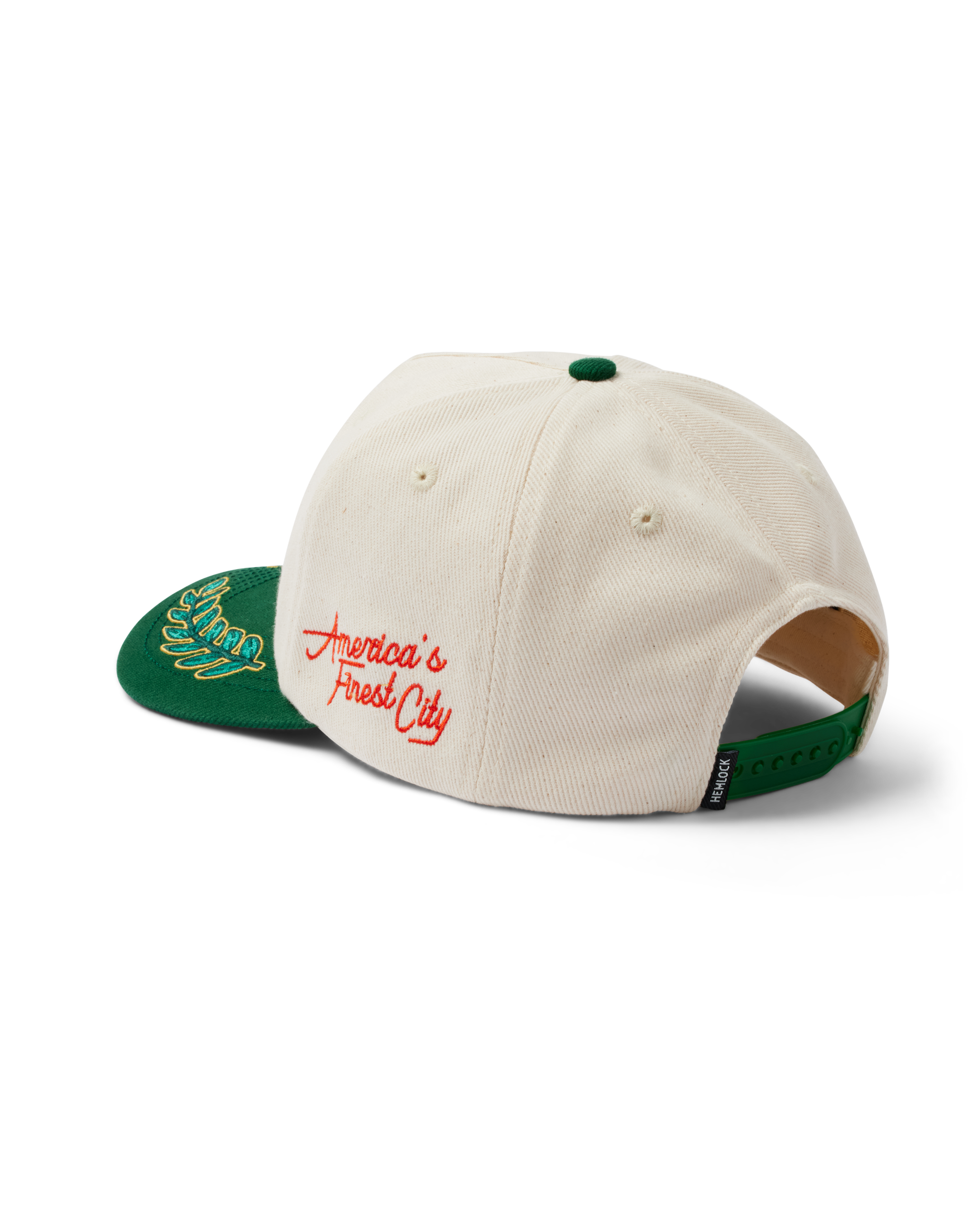 Hemlock Fairway baseball hat in emerald side embroidery