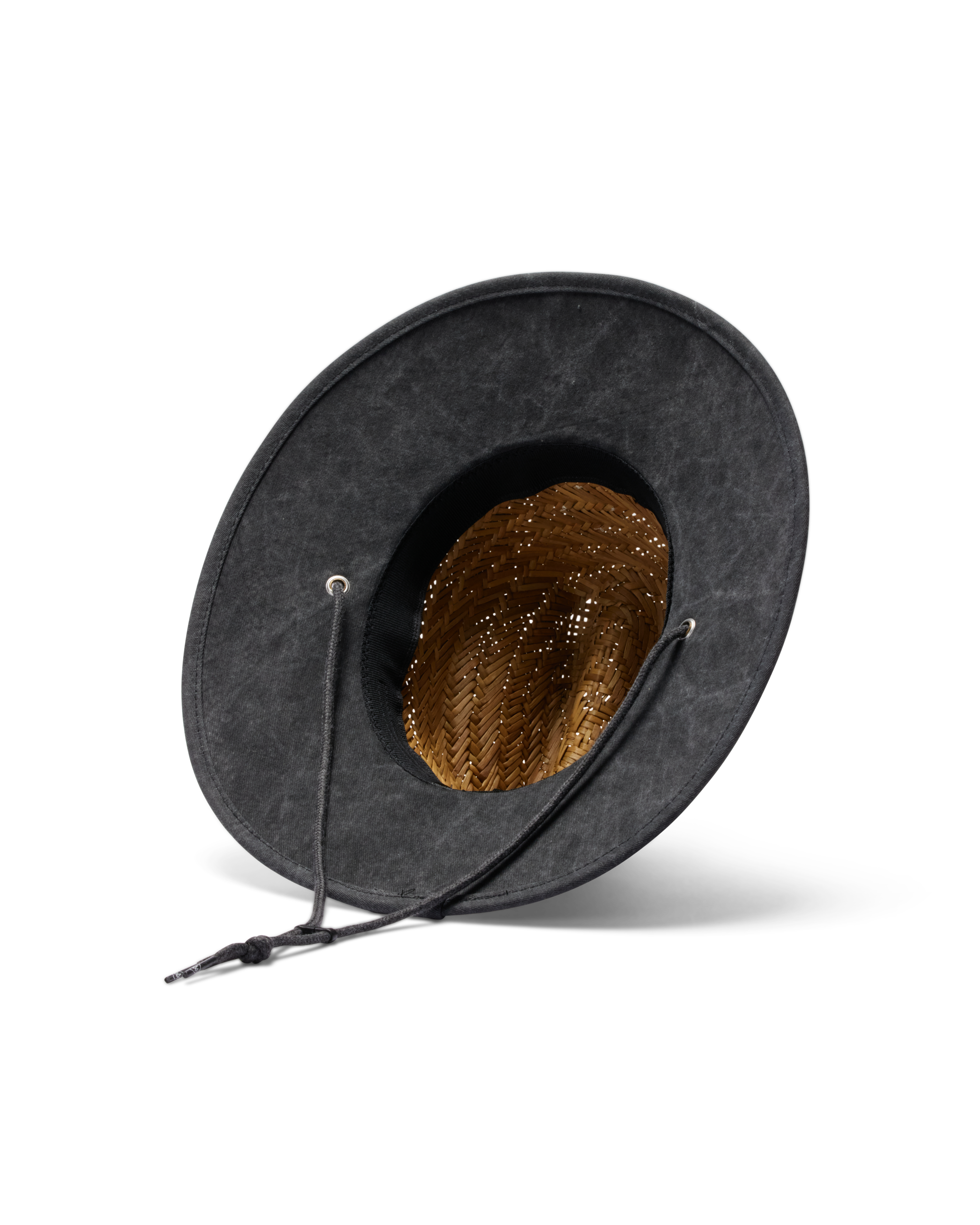 Hemlock Kids UPF50+ Lifeguard Straw Hat in Solid Black color bottom view