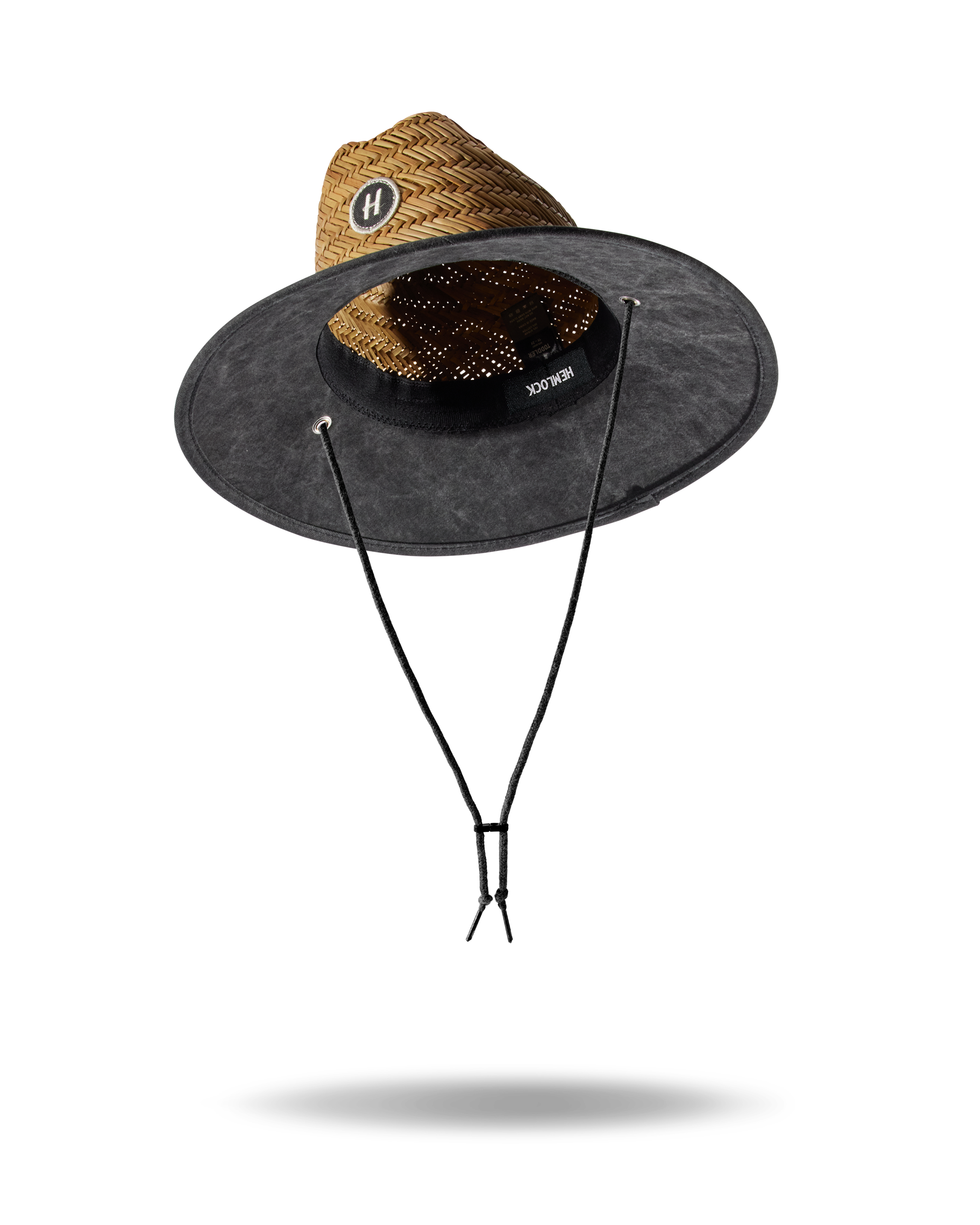 Hemlock Kids UPF50+ Lifeguard Straw Hat in Solid Black color