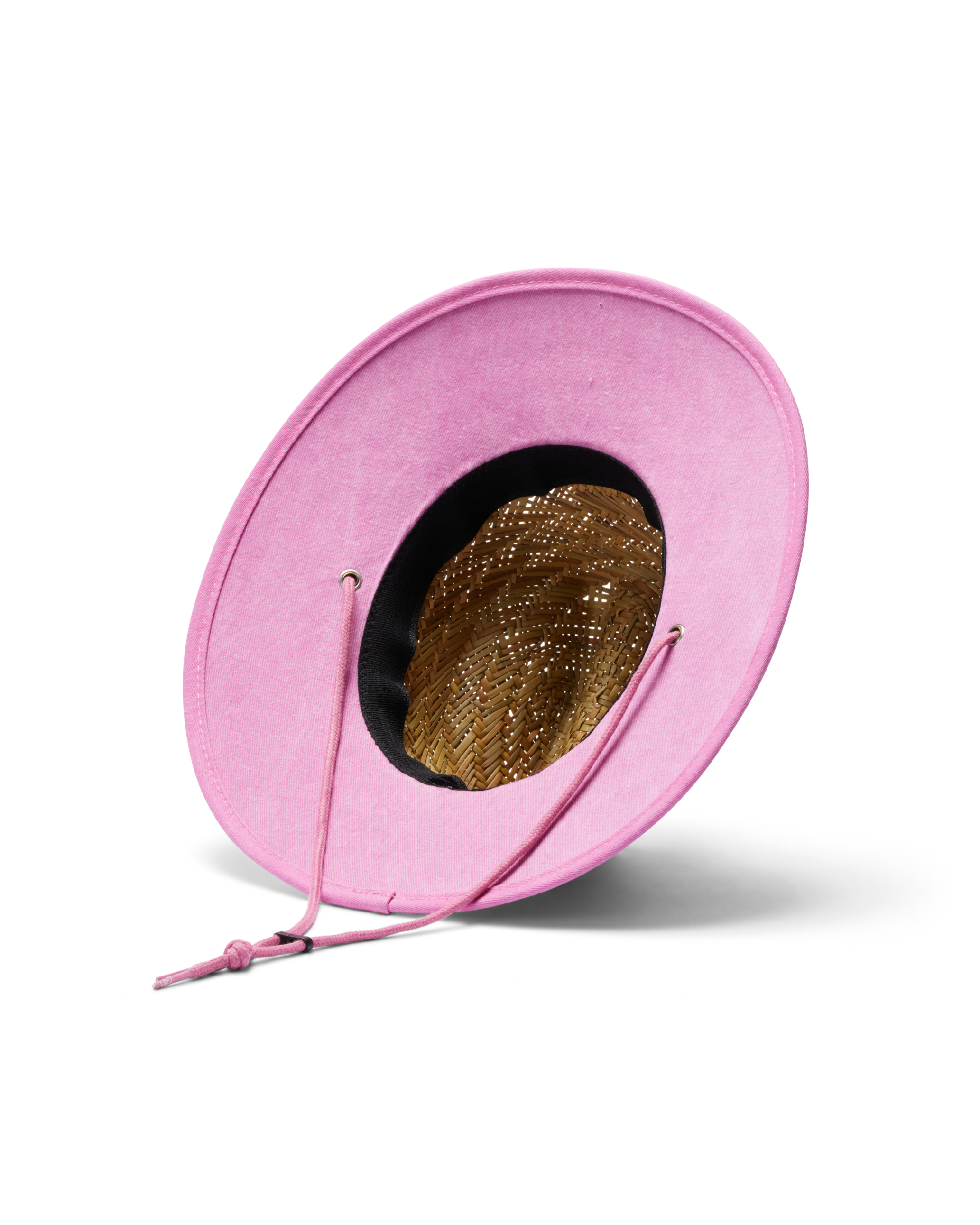Hemlock Kids UPF50+ Lifeguard Straw Hat in Solid Pink color bottom view