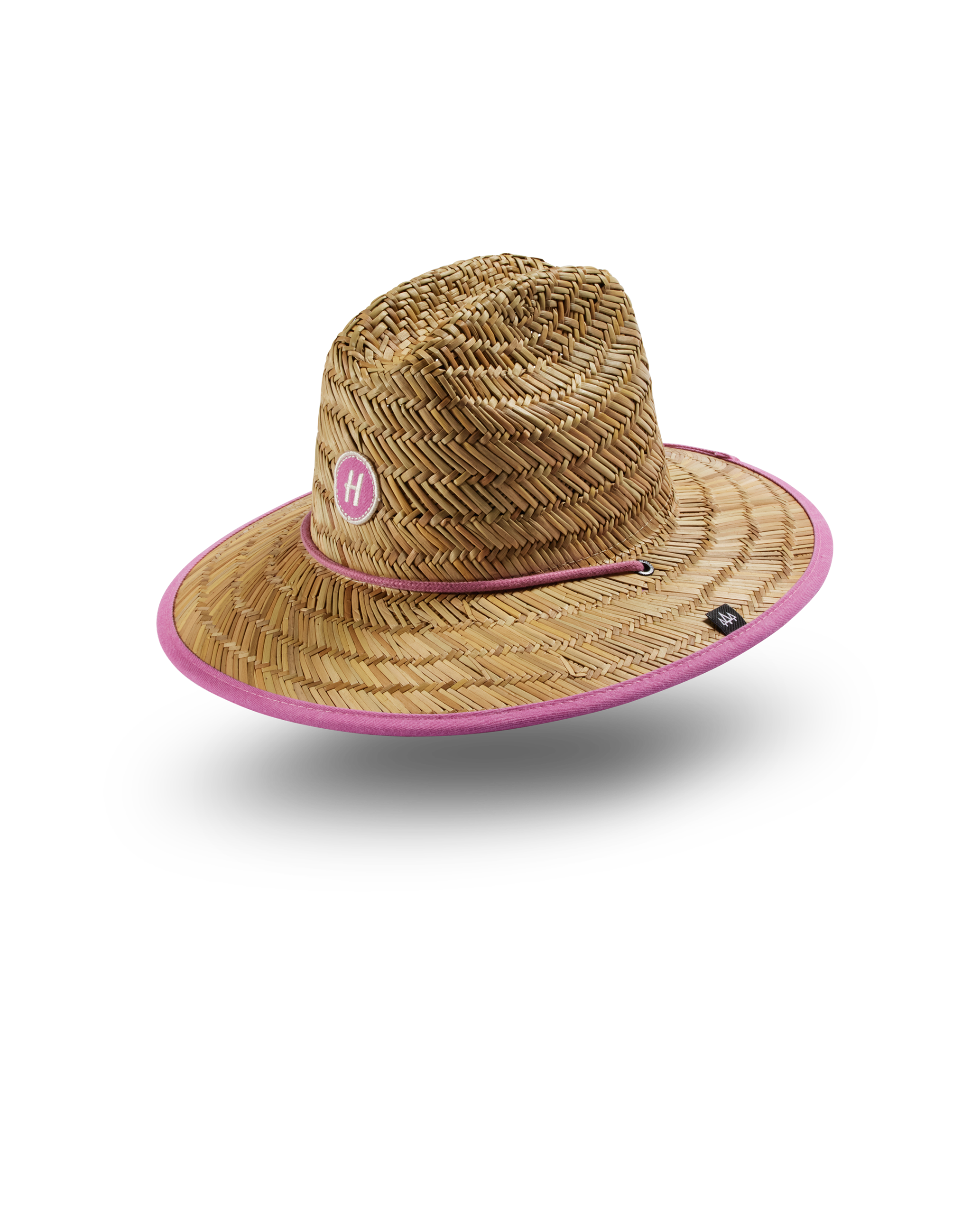 Hemlock Kids UPF50+ Lifeguard Straw Hat in Solid Pink color side view
