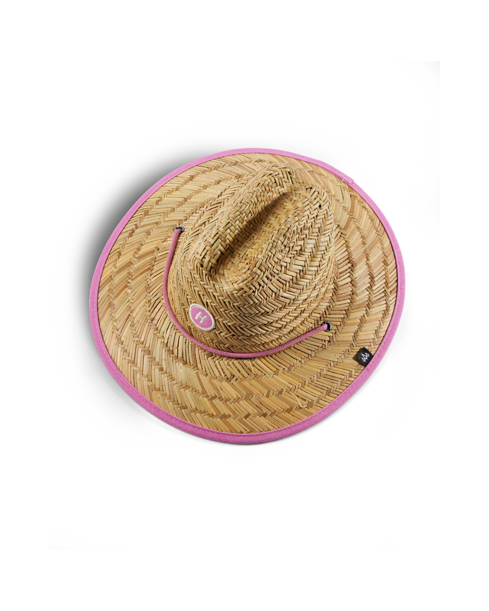 Hemlock Kids UPF50+ Lifeguard Straw Hat in Solid Pink color top view