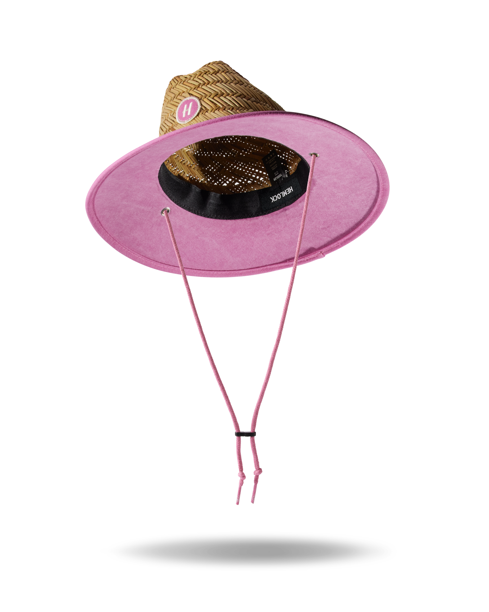Hemlock Kids UPF50+ Lifeguard Straw Hat in Solid Pink color