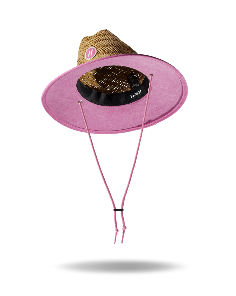 Hemlock Kids UPF50+ Lifeguard Straw Hat in Solid Pink color