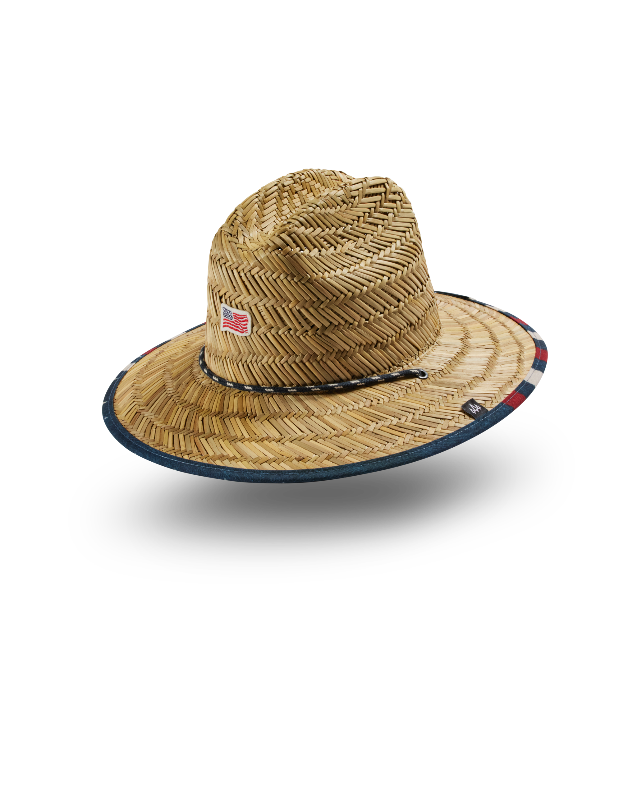 Hemlock Kids UPF50+ Lifeguard Straw Hat in Starts & Stripes print side view