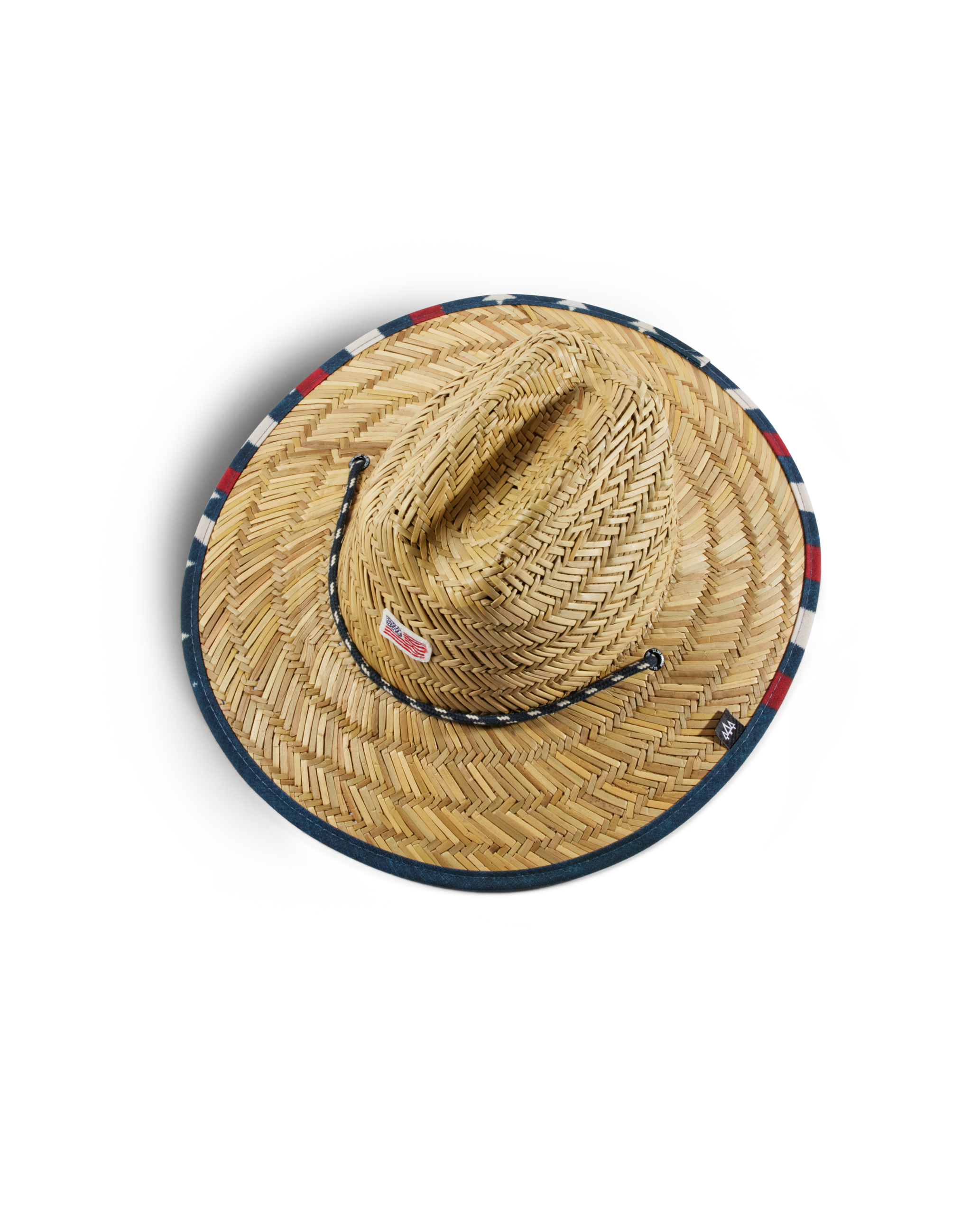 Hemlock Kids UPF50+ Lifeguard Straw Hat in Starts & Stripes print top view