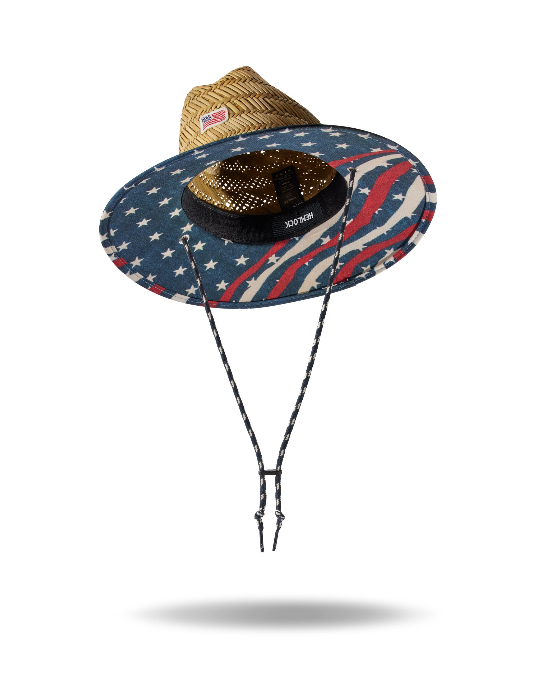 Hemlock Kids UPF50+ Lifeguard Straw Hat in Starts & Stripes print