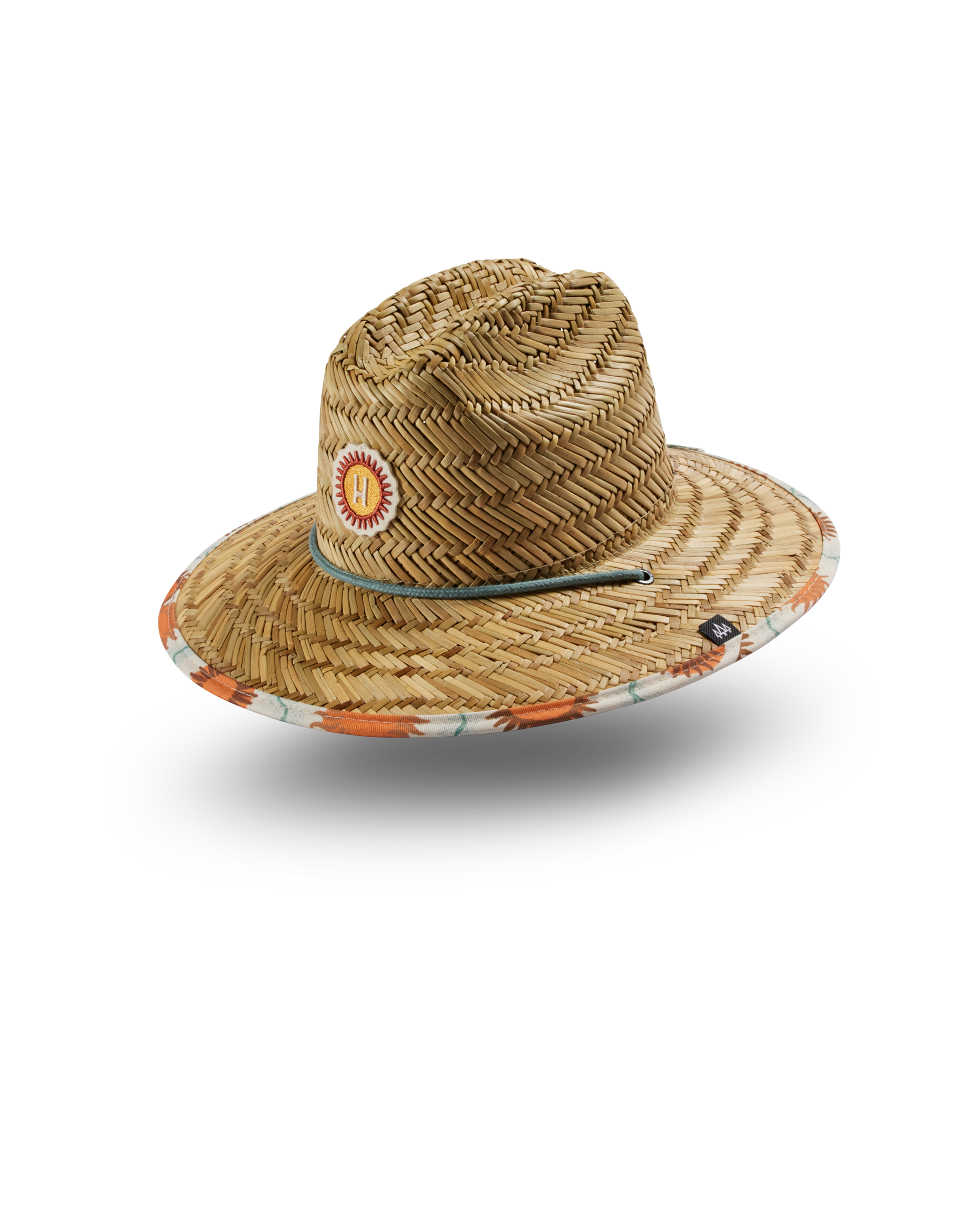 Hemlock Kids UPF50+ Lifeguard Straw Hat in Suns print side view