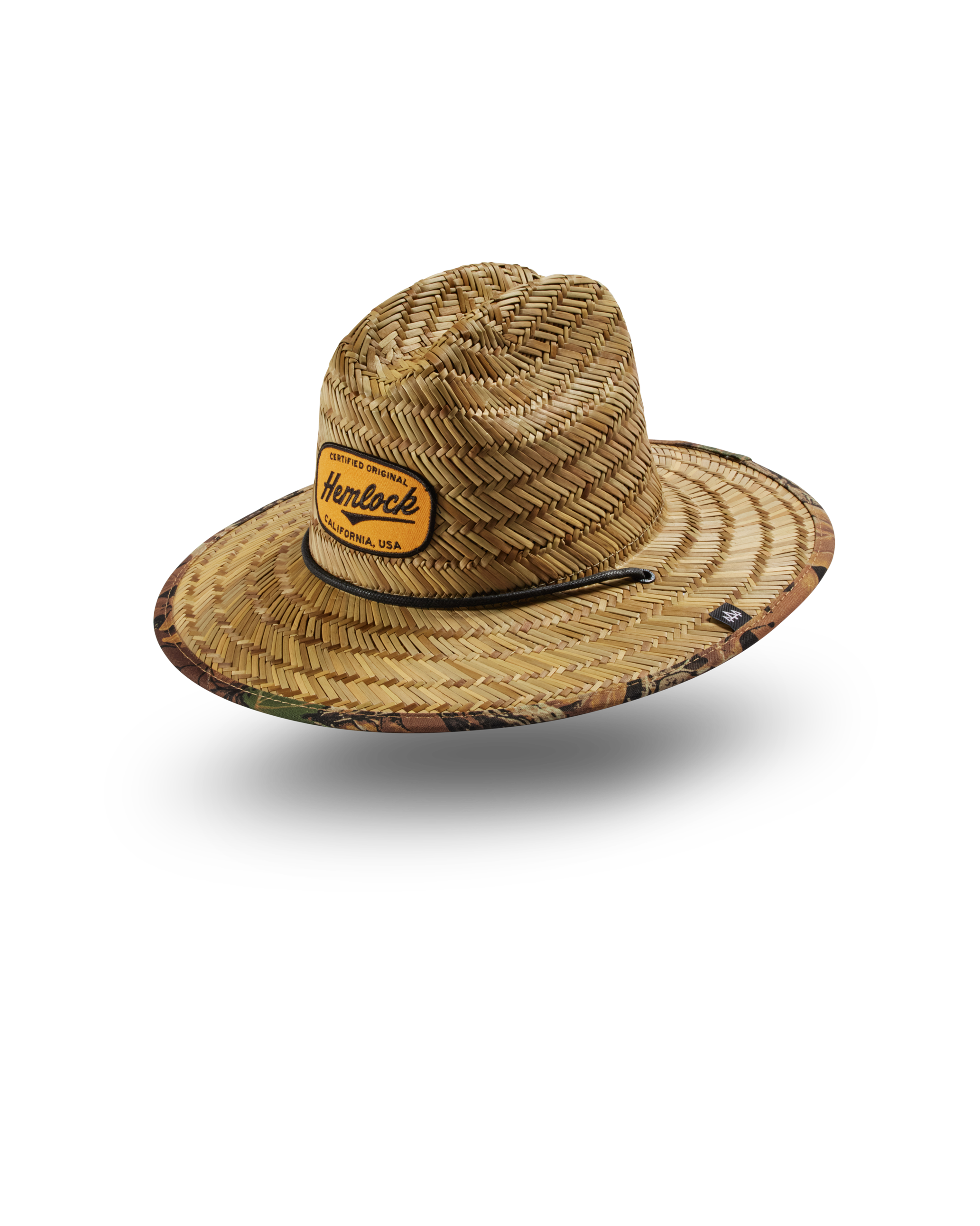 Hemlock Kids UPF50+ Lifeguard Straw Hat in Realtree Advantage Camo print side view
