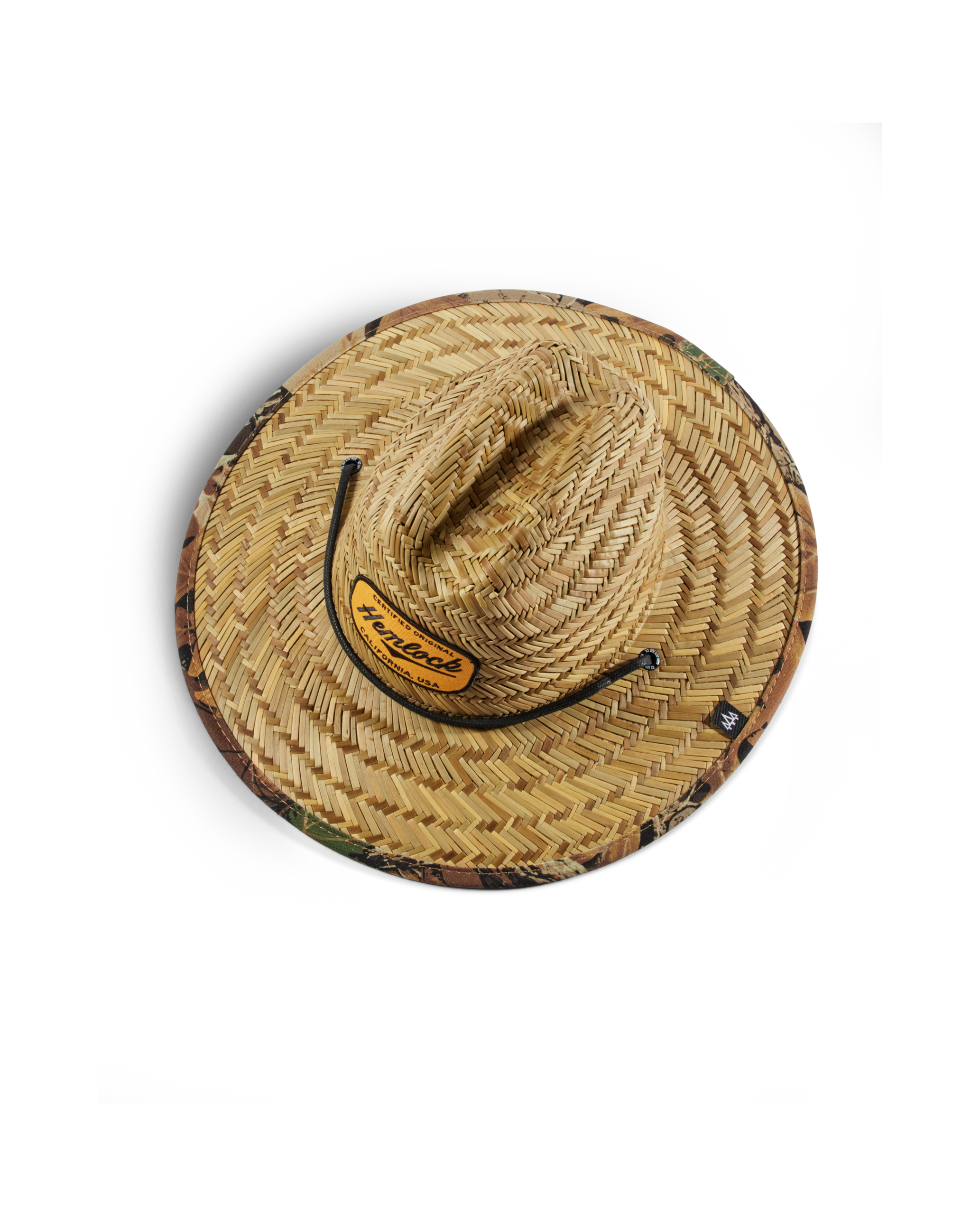 Hemlock Kids UPF50+ Lifeguard Straw Hat in Realtree Advantage Camo print top view