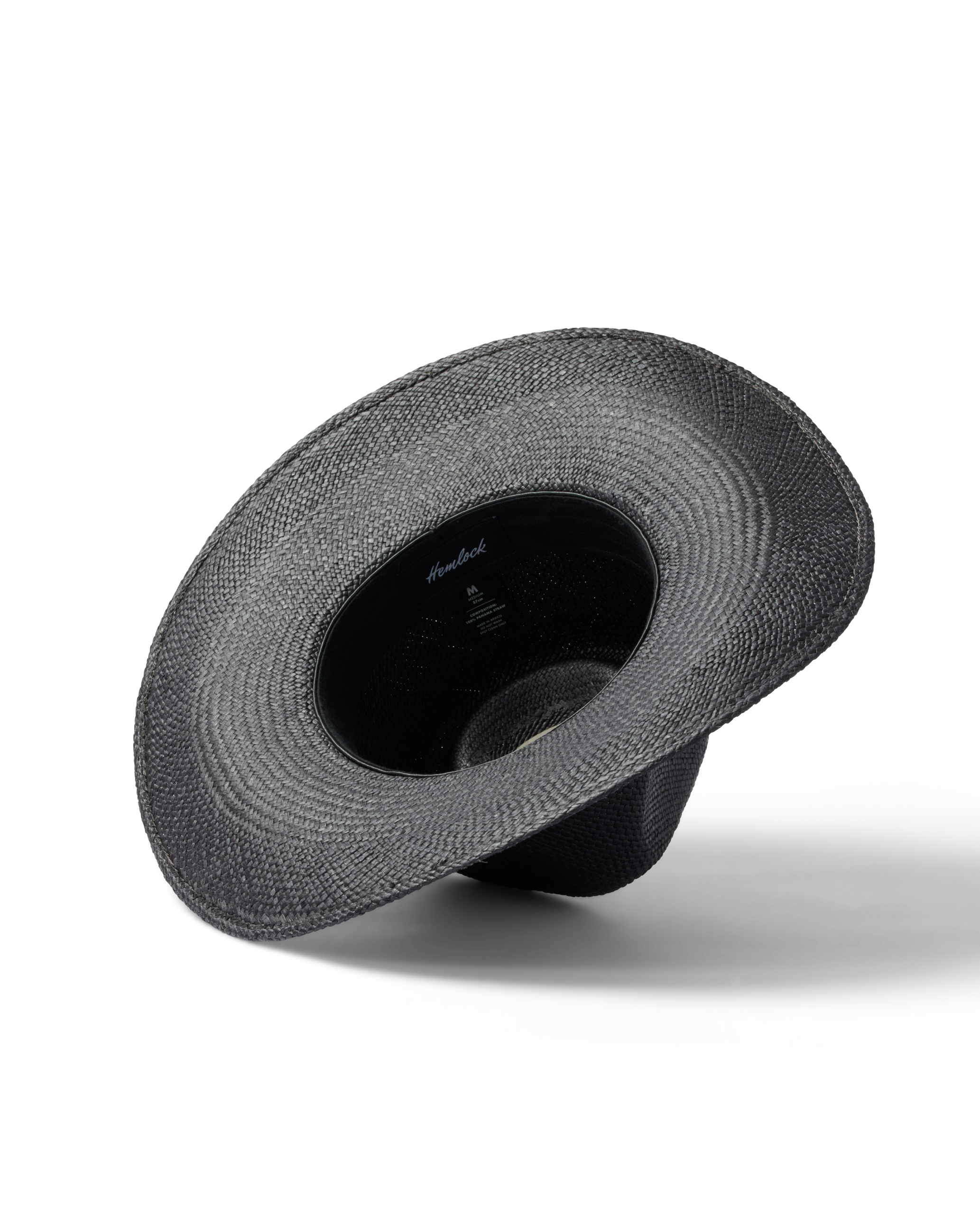 Hemlock Lazo Cowboy Panama Straw Hat in Black bottom view