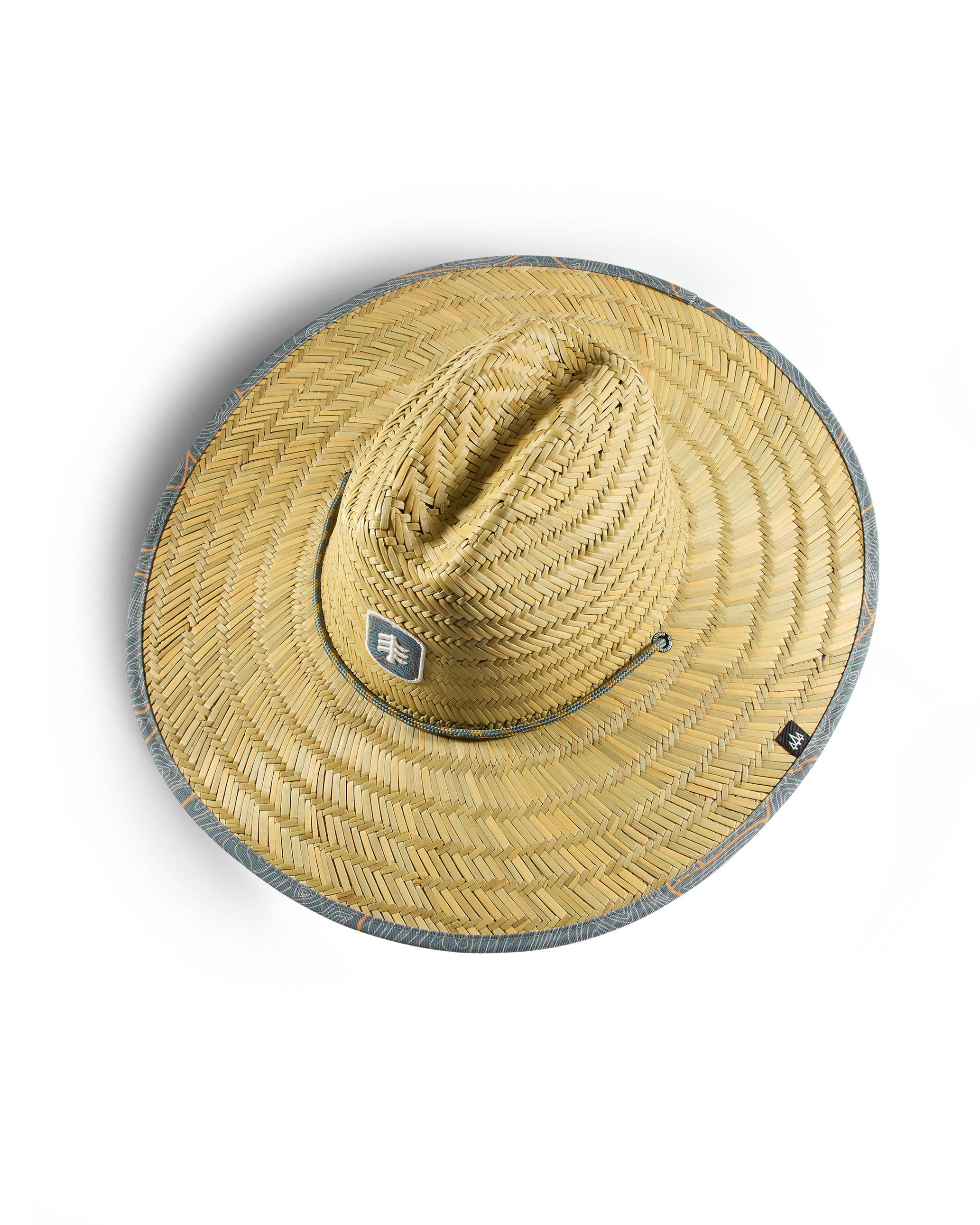 Hemlock UPF50+ Lifeguard Straw Hat Nomad Topography print top view