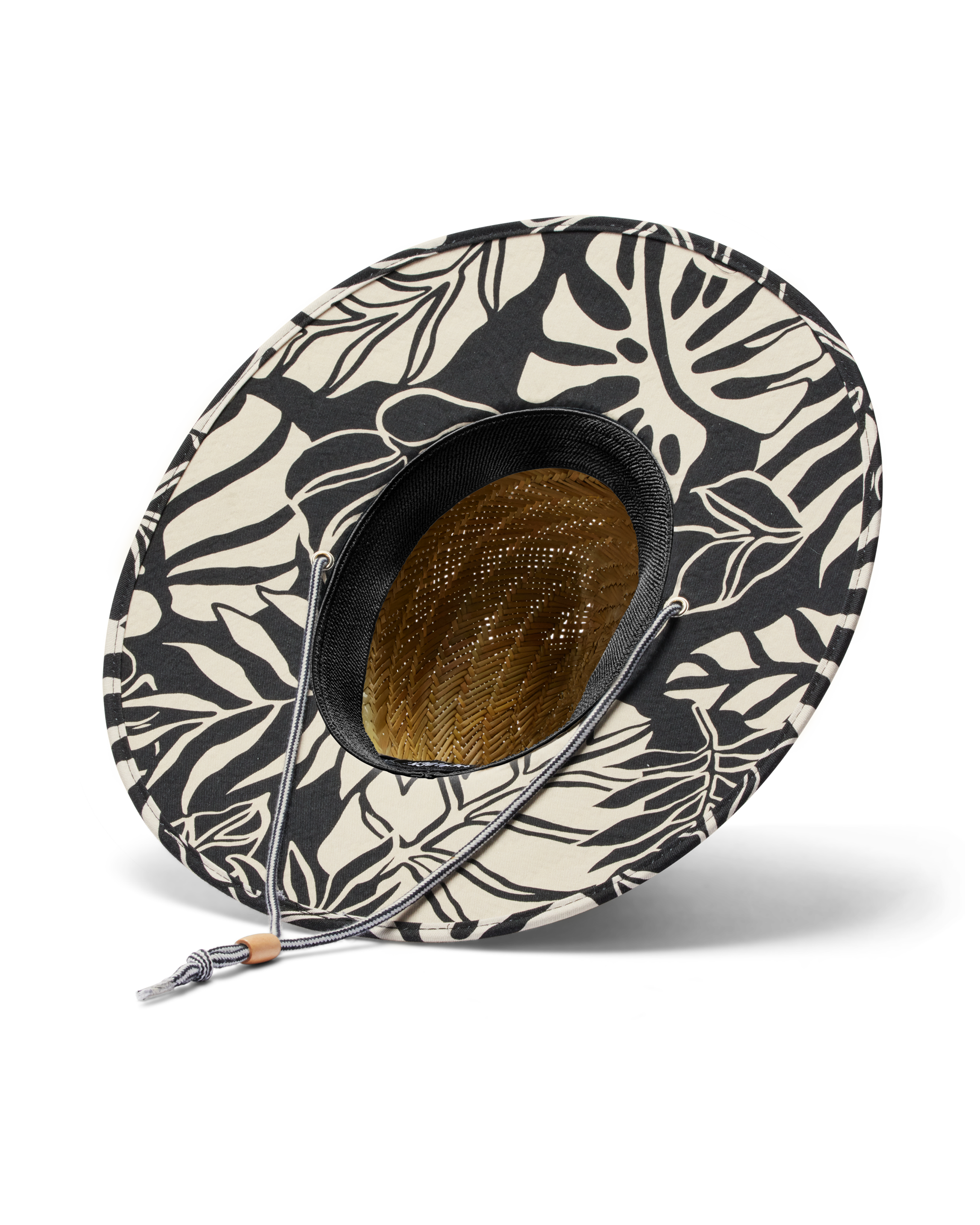 Hemlock UPF50+ Fedora Lifeguard Straw Hat in Monstera print bottom view