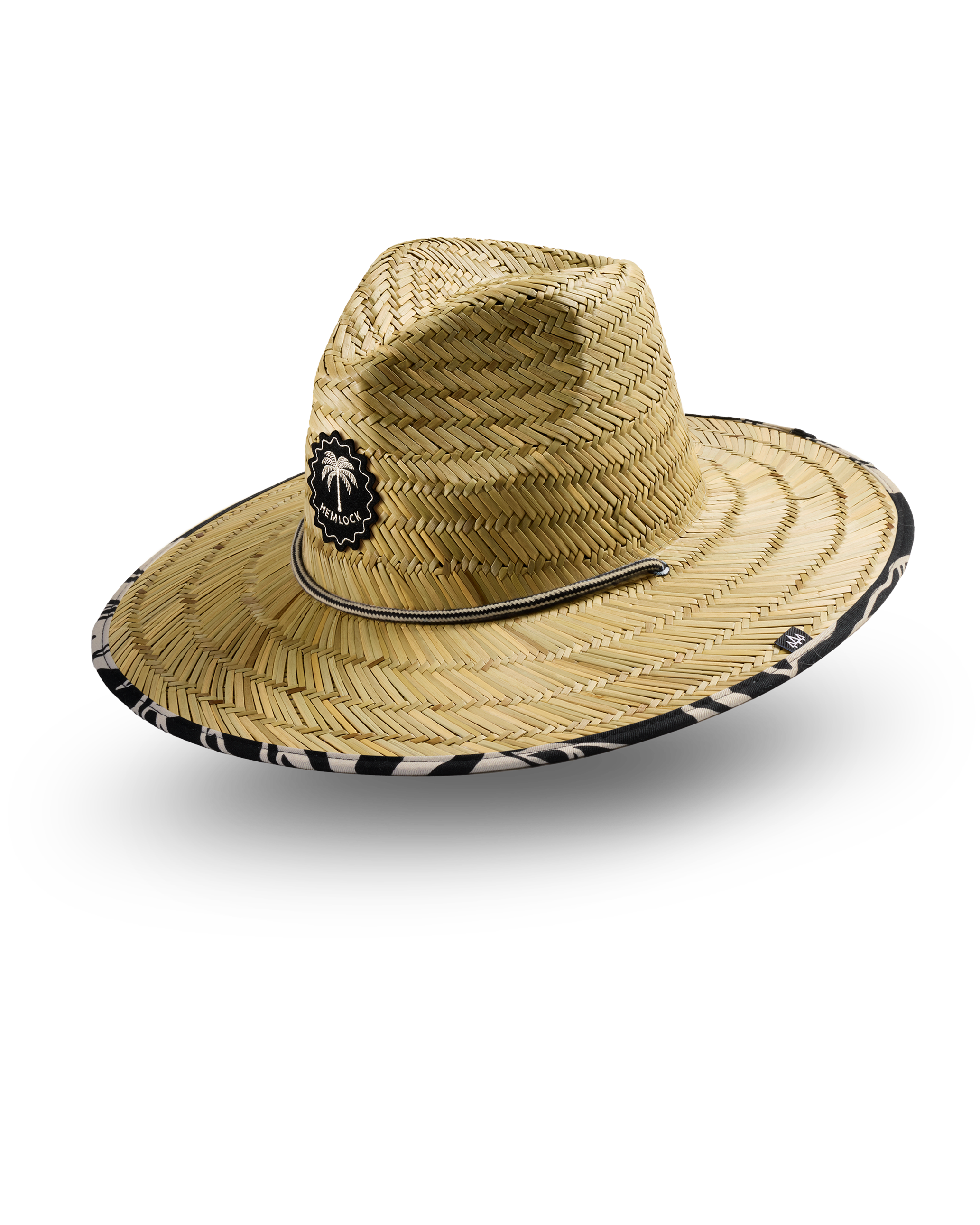 Hemlock UPF50+ Fedora Lifeguard Straw Hat in Monstera print side view