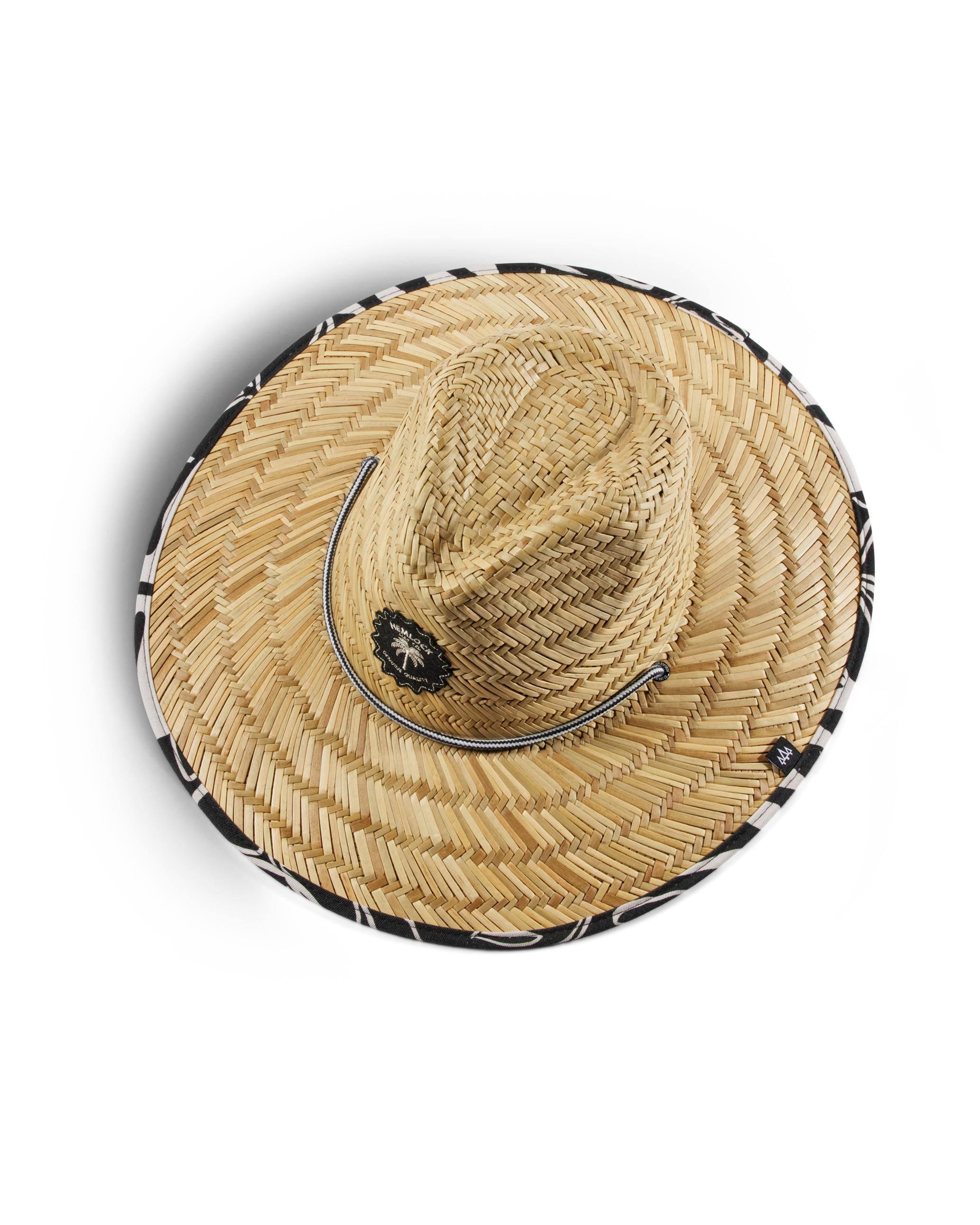 Hemlock UPF50+ Fedora Lifeguard Straw Hat in Monstera print top view