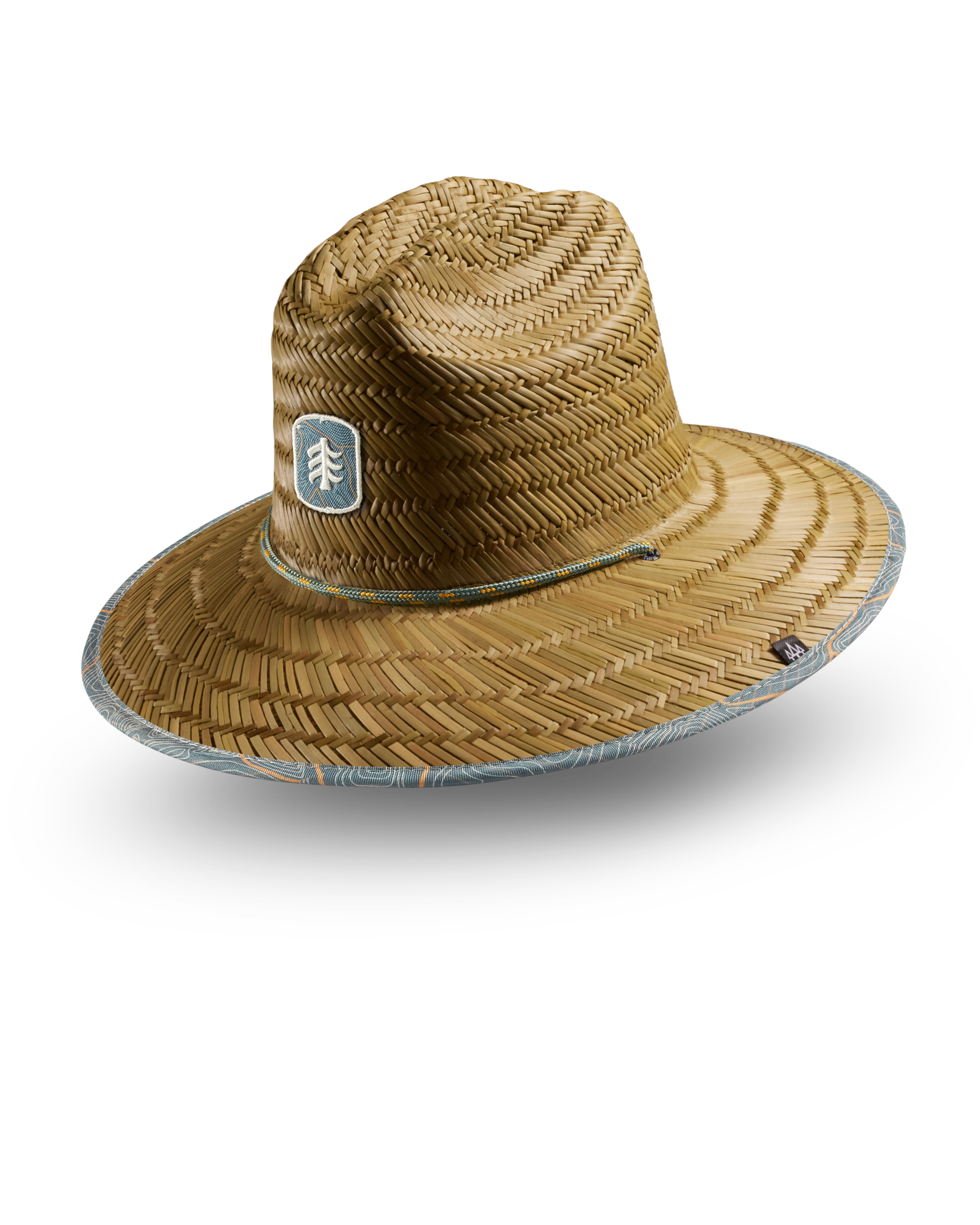Hemlock UPF50+ Lifeguard Straw Hat Nomad Topography print side view