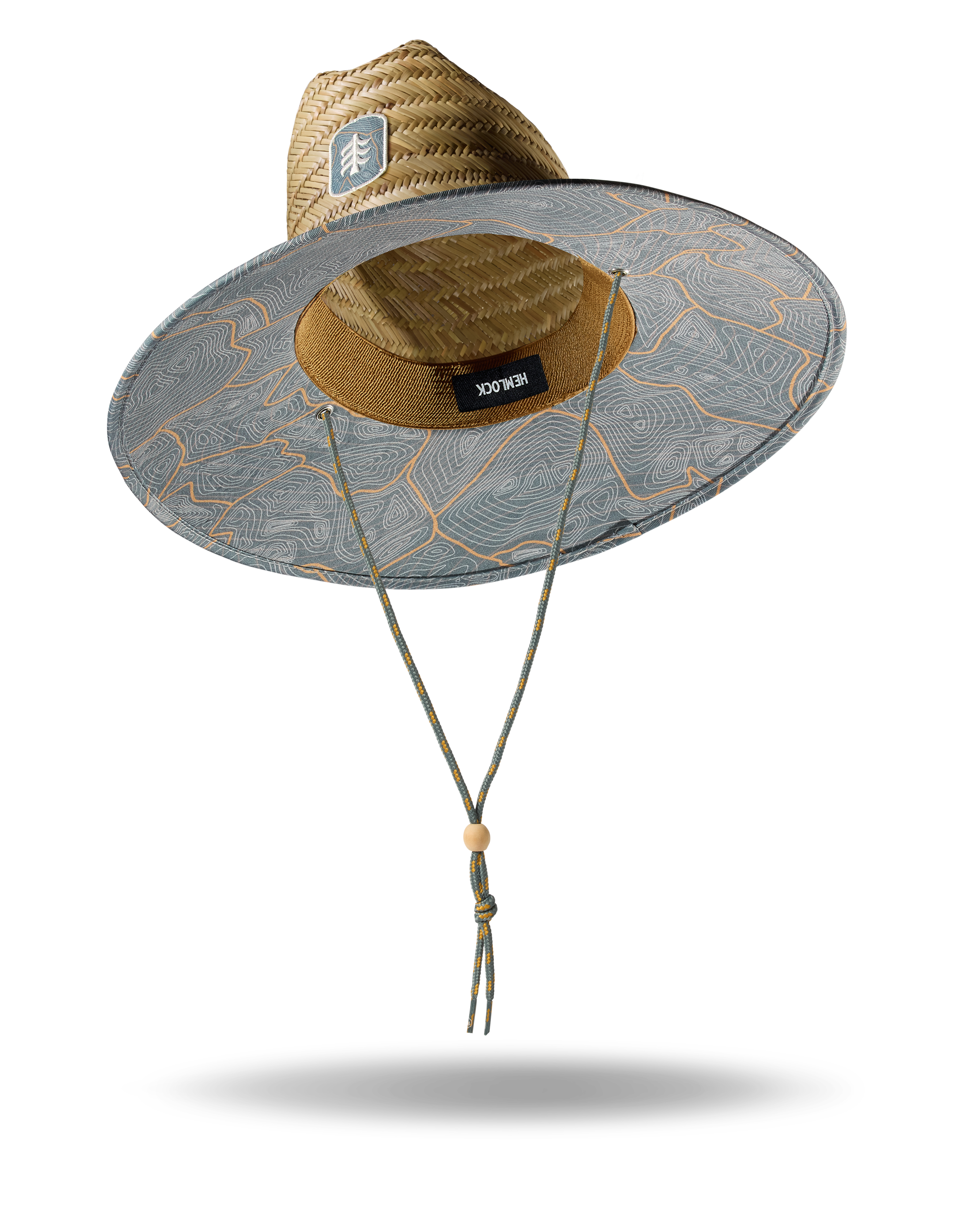 Hemlock UPF50+ Lifeguard Straw Hat Nomad Topography print