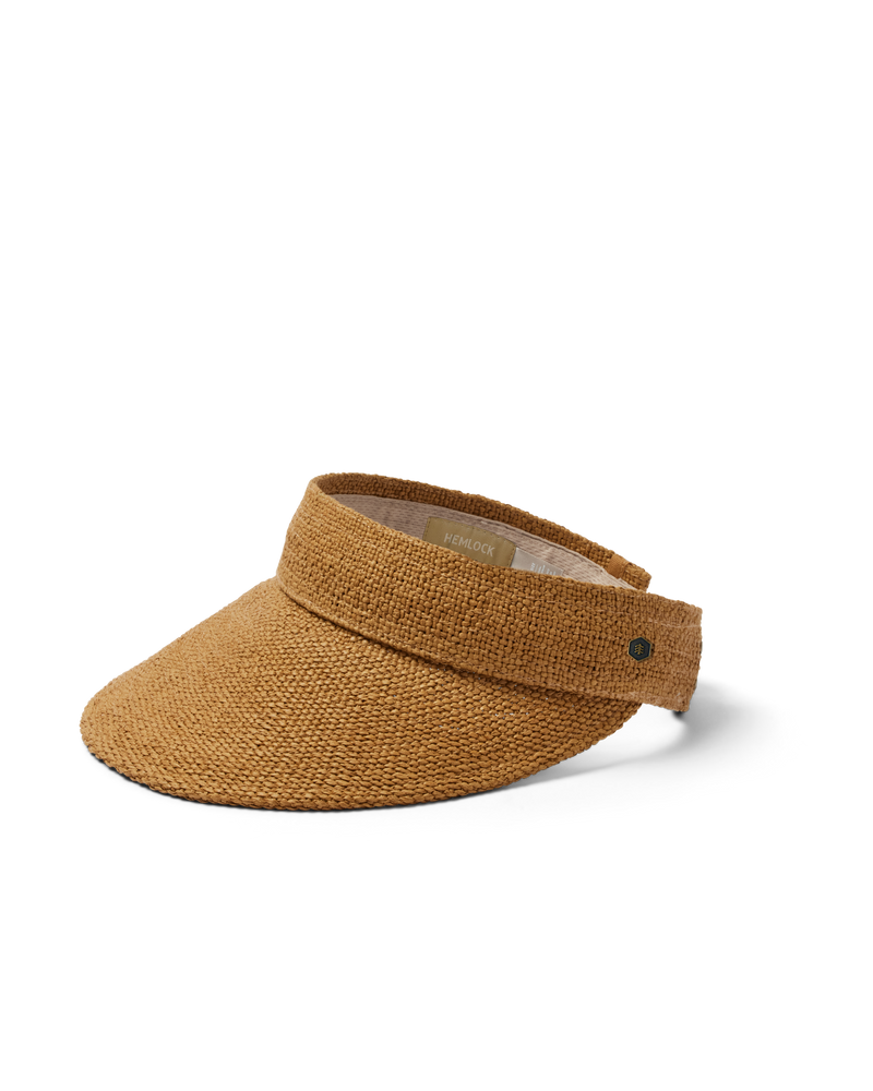 Perla packable visor in tan at the beach