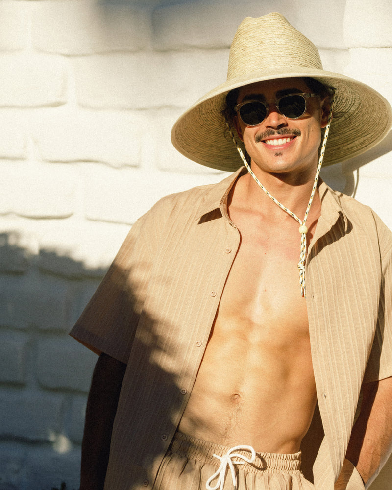 Hemlock male model wearing the Santos  Lifeguard Straw Hat