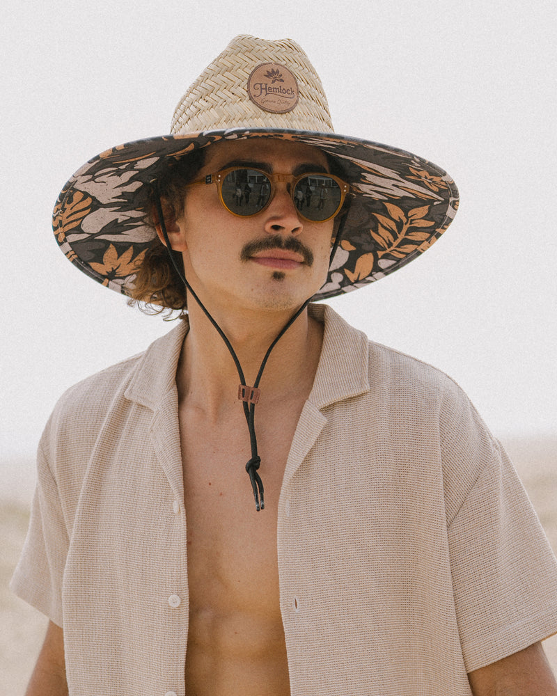 Hemlock male model wearing the UPF 50+ Lifeguard in Desert Bloom 