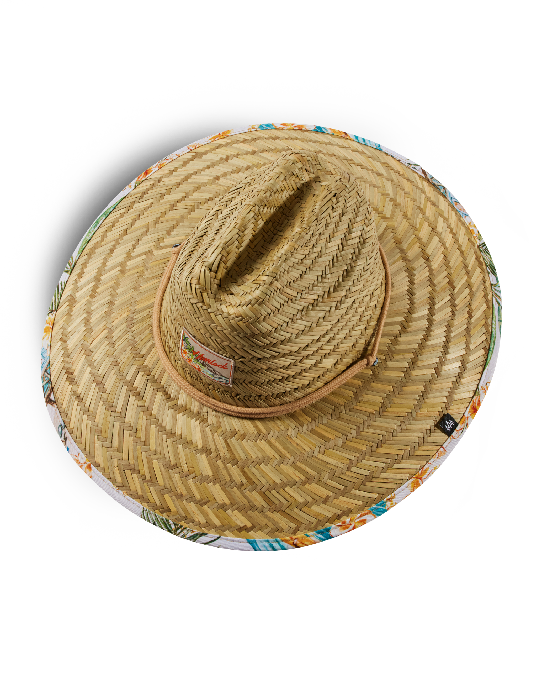 Hemlock UPF 50+ Lifeguard Straw hat in Aloha Tropics top view