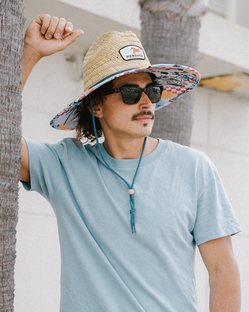 Hemlock male model wearing the UPF 50+ Lifeguard in Racing Legends